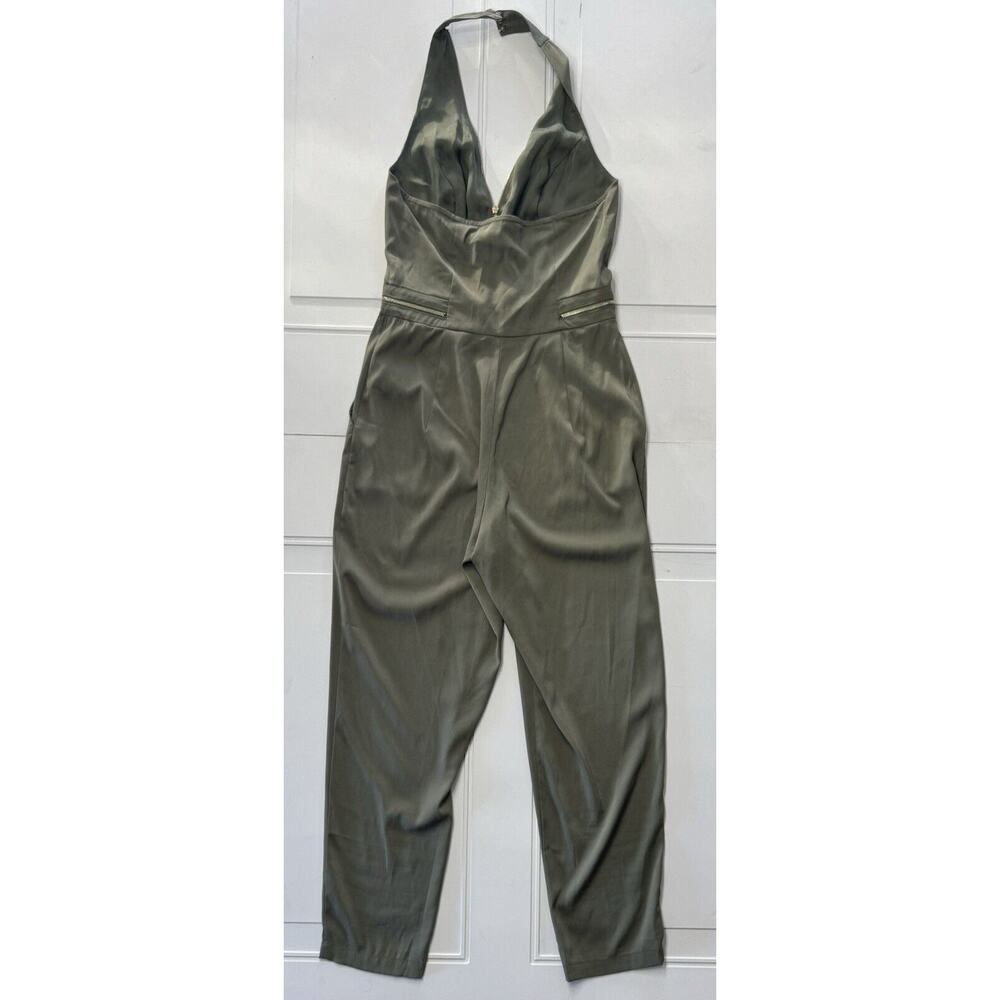 BEBE Women's Halter Neck Zip Up Jumpsuit Olive Green Size XS - Picture 6 of 6